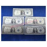 (5) 1957 Silver Certificates, Circulated
