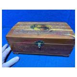 Vtg Cedar Letter Box w/Mirror