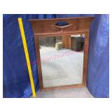 C1940s Wooden Mirror w/ Decorative Top