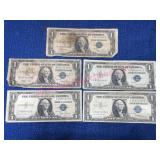 (5) 1935 Silver Certificates, Circulated