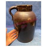 Brown Stoneware Food Jar w/ Handle