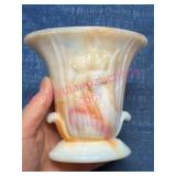 Slag Glass Vase w/ Floral Pattern