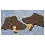 Wool Spats w/ Leather Straps, Size 9