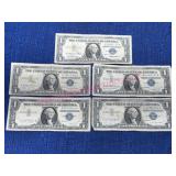 (5) 1957 Silver Certificates, Circulated