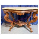 Victorian Walnut Parlor Table w/Dog