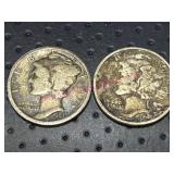 2 Mercury Dimes (1917 & 1942)