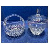 2 Crystal Candy Dishes w/Lid & Handle