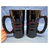 Vtg Tiara Black Amethyst 6in Tall Mugs