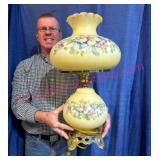 Hand Painted Double Globe Parlor Lamp