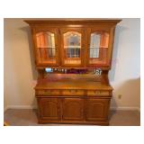 Nice Oak 2-Pc Dish Cabinet w/Glass Doors