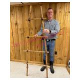 (G) 6ft Wooden Ladder w/ Leather Ties