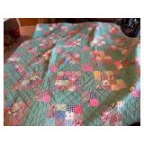 (H) Nine Patch Hand Done Quilt