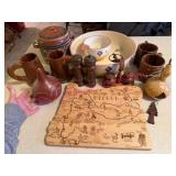 (LR) Lot: Gourds, Chip & Dip, Cut Board, Etc