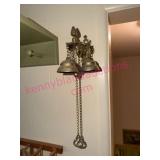 (K) Brass Wall Bell w/ Chain & Ornate Design