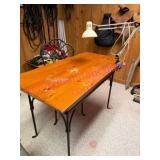 (B) Wood Work Desk w/ Iron Frame & Chair