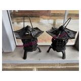 (BP) 2 Cast Iron Lanterns w/ Asian Design