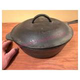 (G)ï¿½Unmarked Cast Iron Chicken Fryer w/Lid