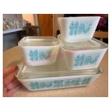 (K)ï¿½7pcs Pyrex Amish Butterprint Refrig Set