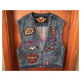 (LR)ï¿½Harley Sz M Denim Vest w/Patches