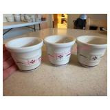 3 Longaberger Pottery Red Egg Cups