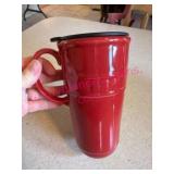 Longaberger Pottery Red Travel Mug