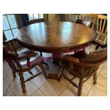 Country Pine Dining Table w/ 4 Chairs & Leaf