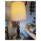 (K) Horse Table Lamp w/Wood & Brass Features