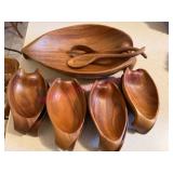 (LR) 11pcs Monkey Pod Salad Bowl Set