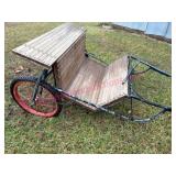 (BARN) Wood & Metal Pony Cart w/ Red Wheels