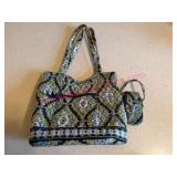 (K) Vera Bradley Tote Bag w/ Matching Pouch
