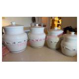 Longaberger Pottery Red Graduated Canisters