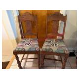 (LR) 1920s Oak Chairs w/ Route 66 Upholstery