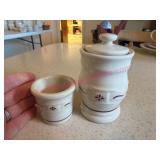 Longaberger Pottery Toothpick & Jar w/Lid