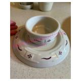 Longaberger Pottery Red Sauce Bowl & Trivet