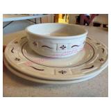 Longaberger Pottery Red Plates & Bowl