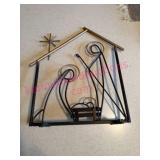 (K) Metal Nativity Scene Sculpture w/Star
