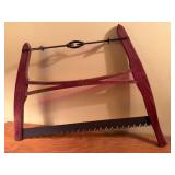 (G) Antique Red Buck Saw W/Wood Frame