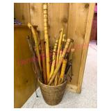 (B) Lot: Handmade Wooden Bully Sticks in Basket