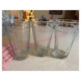 3 Longaberger Pottery Clear 6in Glasses