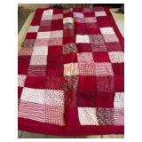 (H) Patchwork Quilt w/Red & White Patterns