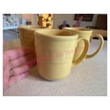 3 Longaberger Pottery Yellow Mugs
