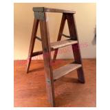 (LR) Wooden Step Ladder w/ Metal Fittings
