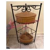 (K) Longaberger Iron Corner Shelf w/ 2 Baskets #2