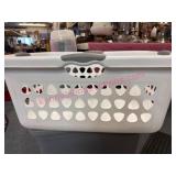 White Plastic Laundry Basket W/ Handles