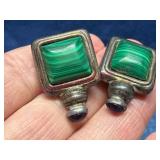 Sterling Silver Malachite & Amethyst Earrings