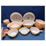 19pcs Fire King Copper Tint Ovenware