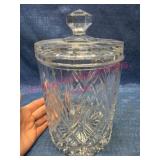 Crystal Lidded Jar w/ Geometric Design