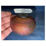 Iridescent Pottery Vessel w/ Quartz Lid