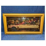 Vtg The Last Supper Print w/ Painted Wood Frame