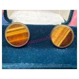 Cecilia Designs Tigerï¿½s Eye Brass Cufflinks